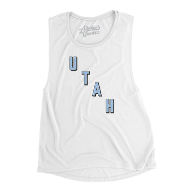 Utah Hockey Jersey Women's Flowey Scoopneck Muscle Tank-White-Allegiant Goods Co. Vintage Sports Apparel