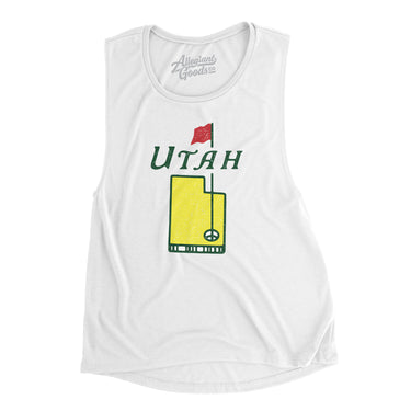 Utah Golf Women's Flowey Scoopneck Muscle Tank-White-Allegiant Goods Co. Vintage Sports Apparel