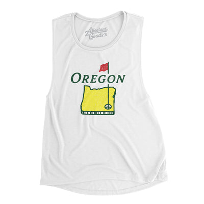 Oregon Golf Women's Flowey Scoopneck Muscle Tank-White-Allegiant Goods Co. Vintage Sports Apparel