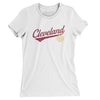 Cleveland Vintage Script Women's T-Shirt-White-Allegiant Goods Co. Vintage Sports Apparel