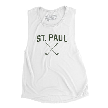 St. Paul Golf Women's Flowey Scoopneck Muscle Tank-White-Allegiant Goods Co. Vintage Sports Apparel