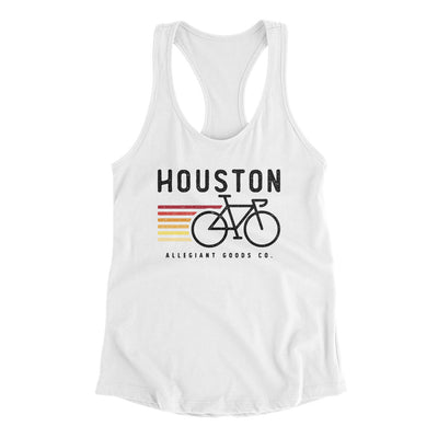 Houston Cycling Women's Racerback Tank-White-Allegiant Goods Co. Vintage Sports Apparel