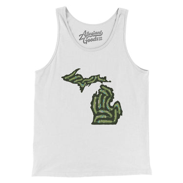 Michigan Golf Course Map Men/Unisex Tank Top-White-Allegiant Goods Co. Vintage Sports Apparel