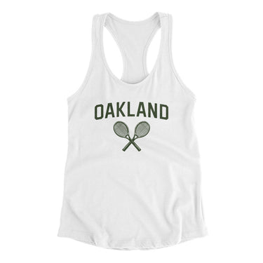 Oakland Tennis Women's Racerback Tank-White-Allegiant Goods Co. Vintage Sports Apparel