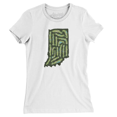 Indiana Golf Course Map Women's T-Shirt-White-Allegiant Goods Co. Vintage Sports Apparel