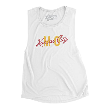 Kansas City Mo Overprinted Women's Flowey Scoopneck Muscle Tank-Allegiant Goods Co. Vintage Sports Apparel