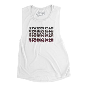 Starkville Repeat Women's Flowey Scoopneck Muscle Tank-White-Allegiant Goods Co. Vintage Sports Apparel