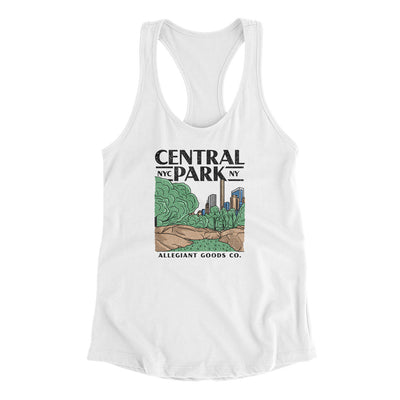 Central Park Women's Racerback Tank-White-Allegiant Goods Co. Vintage Sports Apparel