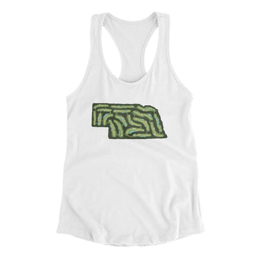 Nebraska Golf Course Women's Racerback Tank-White-Allegiant Goods Co. Vintage Sports Apparel