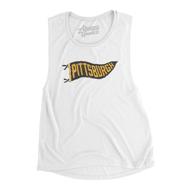Pittsburgh Pennant Women's Flowey Scoopneck Muscle Tank-White-Allegiant Goods Co. Vintage Sports Apparel