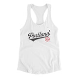 Portland Vintage Script Women's Racerback Tank-White-Allegiant Goods Co. Vintage Sports Apparel