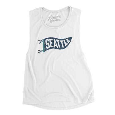 Seattle Pennant Women's Flowey Scoopneck Muscle Tank-White-Allegiant Goods Co. Vintage Sports Apparel