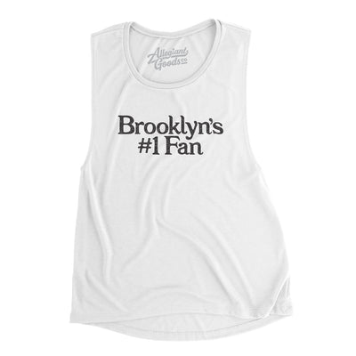 Brooklyn's Number 1 Fan Women's Flowey Scoopneck Muscle Tank-White-Allegiant Goods Co. Vintage Sports Apparel