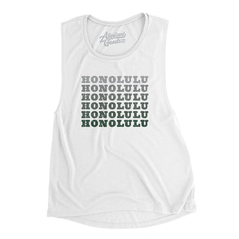 Honolulu Repeat Women's Flowey Scoopneck Muscle Tank-White-Allegiant Goods Co. Vintage Sports Apparel