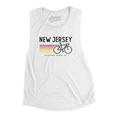 New Jersey Cycling Women's Flowey Scoopneck Muscle Tank-White-Allegiant Goods Co. Vintage Sports Apparel