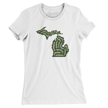 Michigan Golf Course Map Women's T-Shirt-White-Allegiant Goods Co. Vintage Sports Apparel