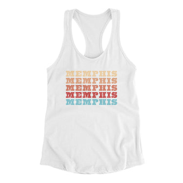 Memphis Repeat Women's Racerback Tank-White-Allegiant Goods Co. Vintage Sports Apparel