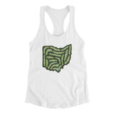 Ohio Golf Course Map Women's Racerback Tank-White-Allegiant Goods Co. Vintage Sports Apparel