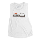 Cañon City Mountain Sunset Women's Flowey Scoopneck Muscle Tank-White-Allegiant Goods Co. Vintage Sports Apparel