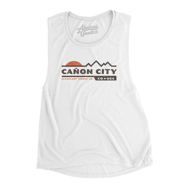 Cañon City Mountain Sunset Women's Flowey Scoopneck Muscle Tank-White-Allegiant Goods Co. Vintage Sports Apparel