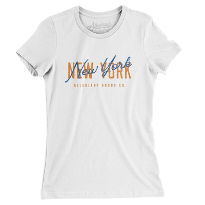New York Overprint Women's T-Shirt-White-Allegiant Goods Co. Vintage Sports Apparel