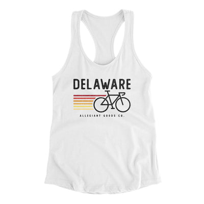 Delaware Cycling Women's Racerback Tank-White-Allegiant Goods Co. Vintage Sports Apparel