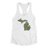 Michigan Golf Course Map Women's Racerback Tank-White-Allegiant Goods Co. Vintage Sports Apparel