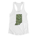 Indiana Golf Course Map Women's Racerback Tank-White-Allegiant Goods Co. Vintage Sports Apparel