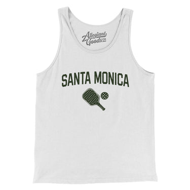 Santa Monica Pickleball Men/Unisex Tank Top-White-Allegiant Goods Co. Vintage Sports Apparel