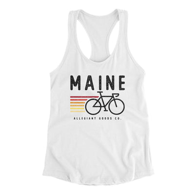 Maine Cycling Women's Racerback Tank-White-Allegiant Goods Co. Vintage Sports Apparel