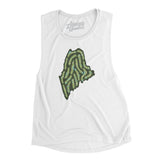 Maine Golf Course Women's Flowey Scoopneck Muscle Tank-White-Allegiant Goods Co. Vintage Sports Apparel