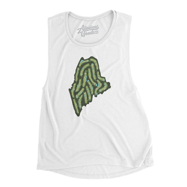Maine Golf Course Women's Flowey Scoopneck Muscle Tank-White-Allegiant Goods Co. Vintage Sports Apparel