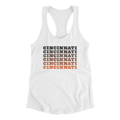 Cincinnati Repeat Women's Racerback Tank-White-Allegiant Goods Co. Vintage Sports Apparel