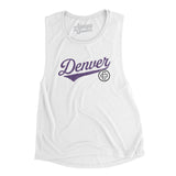 Denver Vintage Script Women's Flowey Scoopneck Muscle Tank-White-Allegiant Goods Co. Vintage Sports Apparel