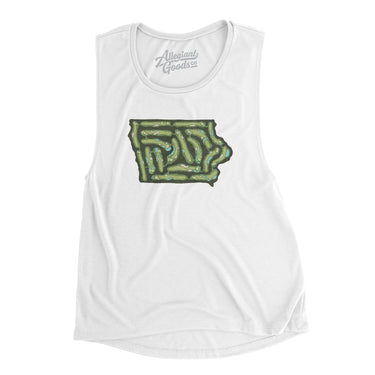 Iowa Golf Course Women's Flowey Scoopneck Muscle Tank-White-Allegiant Goods Co. Vintage Sports Apparel