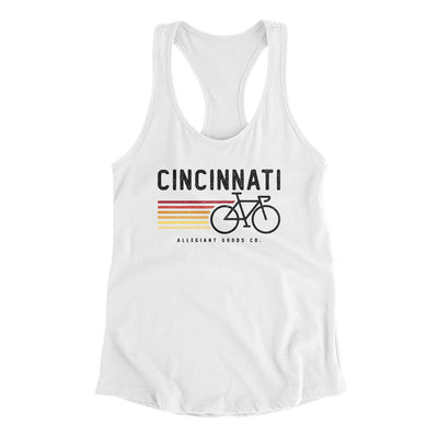 Cincinnati Cycling Women's Racerback Tank-White-Allegiant Goods Co. Vintage Sports Apparel