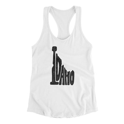 Idaho State Shape Text Women's Racerback Tank-White-Allegiant Goods Co. Vintage Sports Apparel