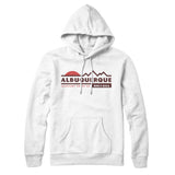 Albuquerque Mountain Sunset Hoodie-White-Allegiant Goods Co. Vintage Sports Apparel