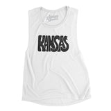 Kansas State Shape Text Women's Flowey Scoopneck Muscle Tank-Allegiant Goods Co. Vintage Sports Apparel