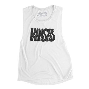 Kansas State Shape Text Women's Flowey Scoopneck Muscle Tank-Allegiant Goods Co. Vintage Sports Apparel