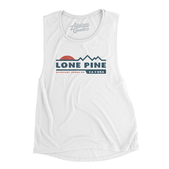 Lone Pine Mountain Sunset Women's Flowey Scoopneck Muscle Tank-White-Allegiant Goods Co. Vintage Sports Apparel