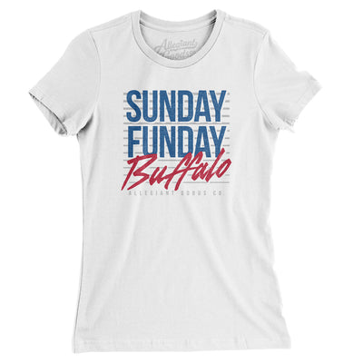 Sunday Funday Buffalo Women's T-Shirt-White-Allegiant Goods Co. Vintage Sports Apparel