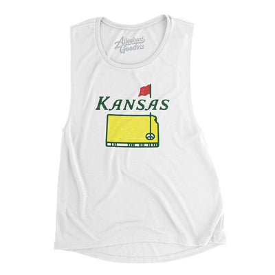 Kansas Golf Women's Flowey Scoopneck Muscle Tank-White-Allegiant Goods Co. Vintage Sports Apparel
