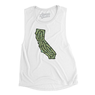 California Golf Course Women's Flowey Scoopneck Muscle Tank-White-Allegiant Goods Co. Vintage Sports Apparel