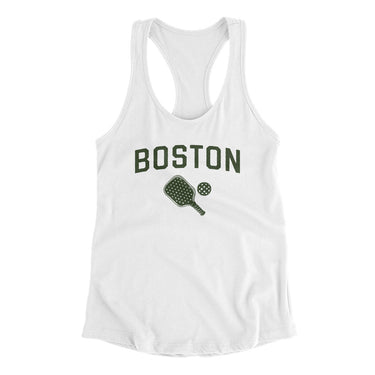 Boston Pickleball Women's Racerback Tank-White-Allegiant Goods Co. Vintage Sports Apparel