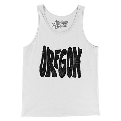Oregon State Shape Text Men/Unisex Tank Top-White-Allegiant Goods Co. Vintage Sports Apparel