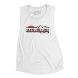 Albuquerque Mountain Sunset Women's Flowey Scoopneck Muscle Tank-White-Allegiant Goods Co. Vintage Sports Apparel