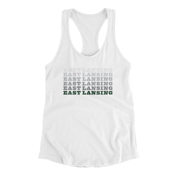 East Lansing Repeat Women's Racerback Tank-White-Allegiant Goods Co. Vintage Sports Apparel