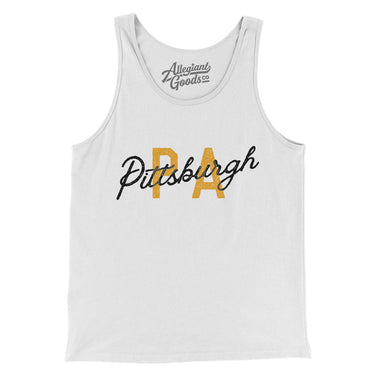Pittsburgh Pa Overprinted Men/Unisex Tank Top-White-Allegiant Goods Co. Vintage Sports Apparel