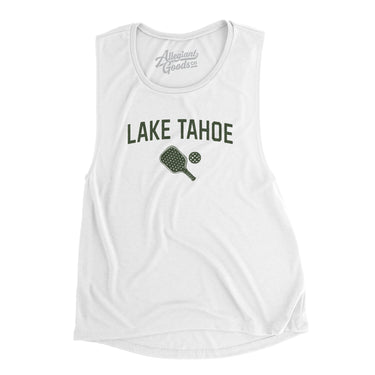 Lake Tahoe Pickleball Women's Flowey Scoopneck Muscle Tank-White-Allegiant Goods Co. Vintage Sports Apparel